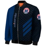 washington wizards triple side stripes blue black bomber jacket best selling