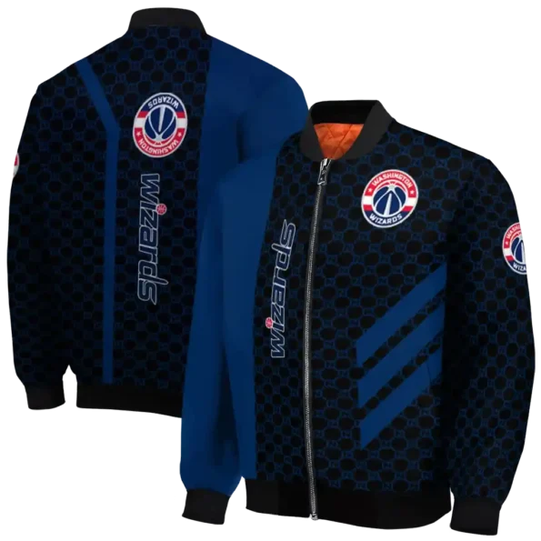 washington wizards triple side stripes blue black bomber jacket fashion forward