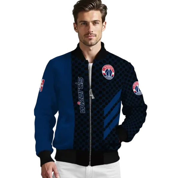 washington wizards triple side stripes blue black bomber jacket high quality