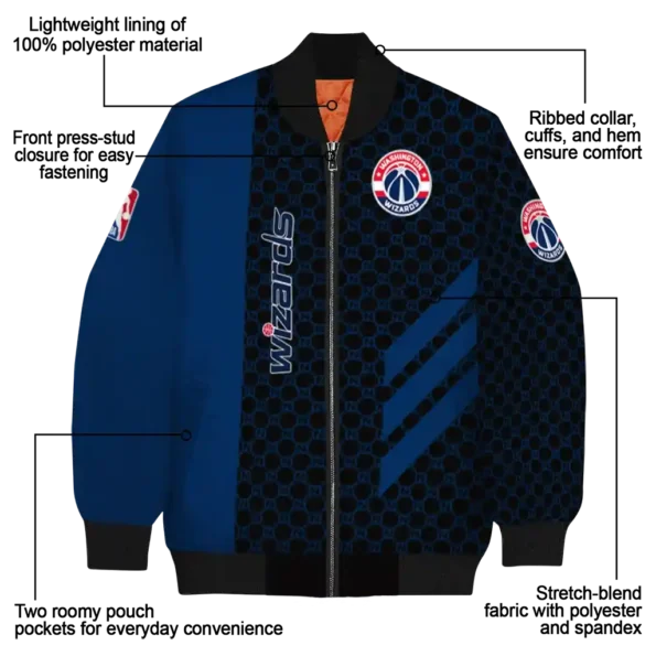 washington wizards triple side stripes blue black bomber jacket new arrival