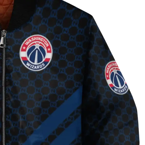 washington wizards triple side stripes blue black bomber jacket premium grade