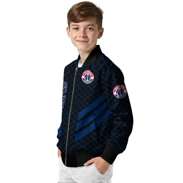 washington wizards triple side stripes blue black bomber jacket trendy