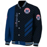 washington wizards triple side stripes blue black varsity jacket best selling.webp