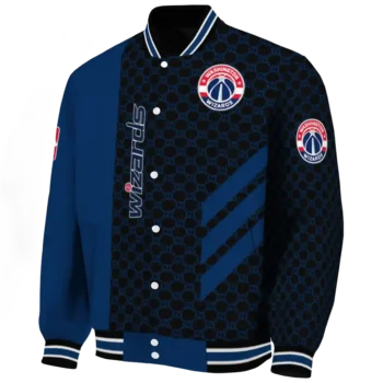 washington wizards triple side stripes blue black varsity jacket best selling.webp