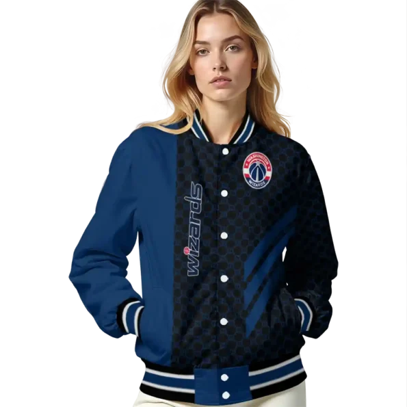washington wizards triple side stripes blue black varsity jacket latest model.webp