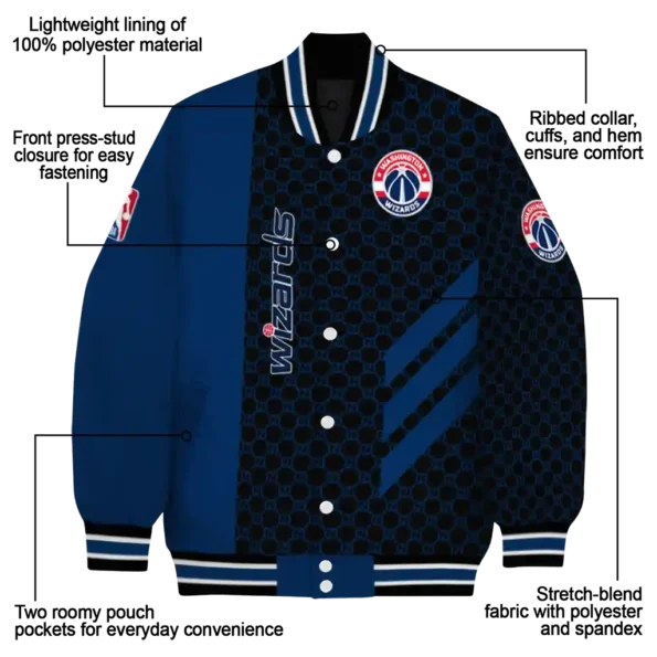 washington wizards triple side stripes blue black varsity jacket new arrival.webp