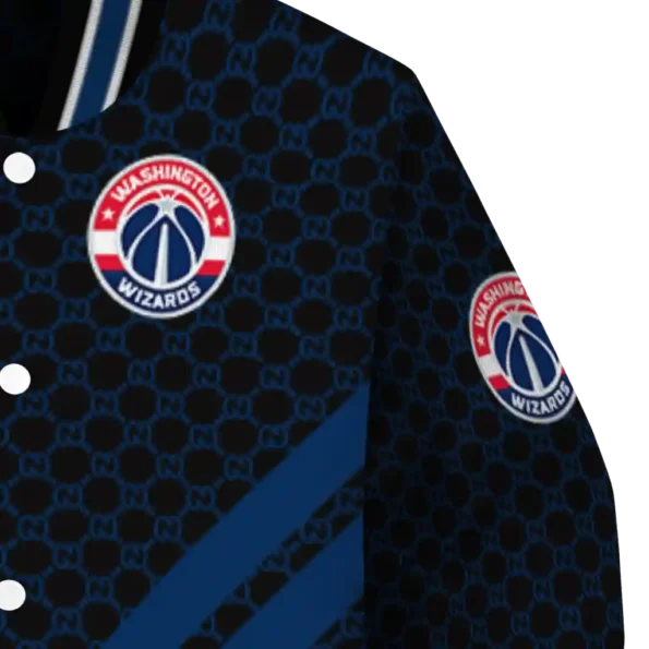 washington wizards triple side stripes blue black varsity jacket premium grade.webp