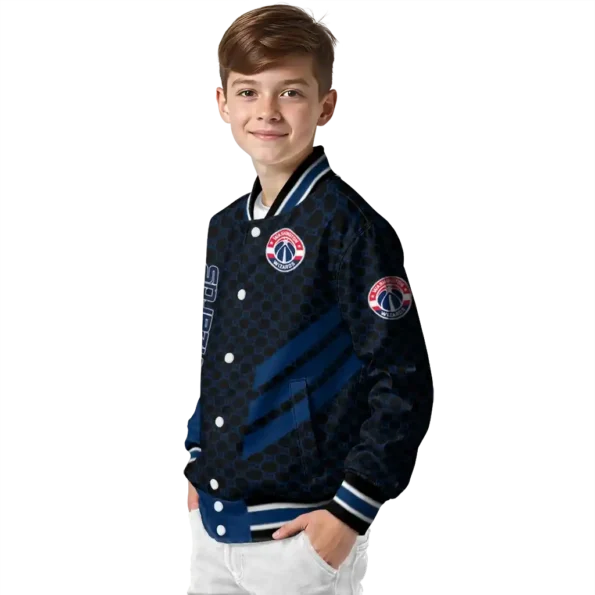 washington wizards triple side stripes blue black varsity jacket trendy.webp